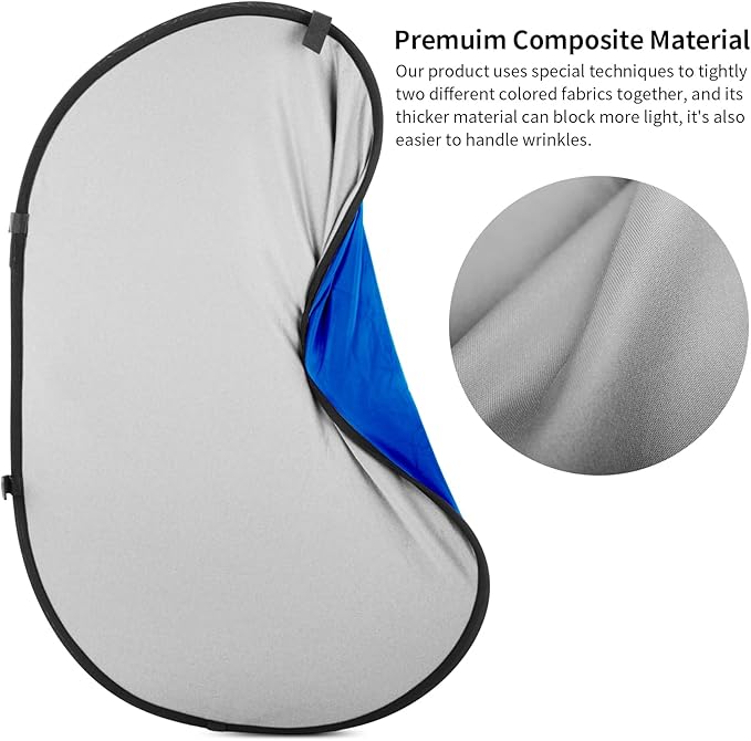 5x6.6ft Blue Grey Backdrop for Photography, 2-in-1 Pop Up Collapsible Photo Background with Clip and Carry Case for YouTube Videos Studio Props