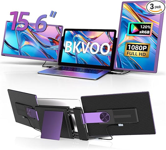 15.6" Laptop Screen Extender Monitor - Detachable Triple Monitor FHD 1080P IPS 120% sRGB 235° Rotation Travel Extra Screen Compatible with Wins Mac Chrome Dex Fits 13-17" Laptop