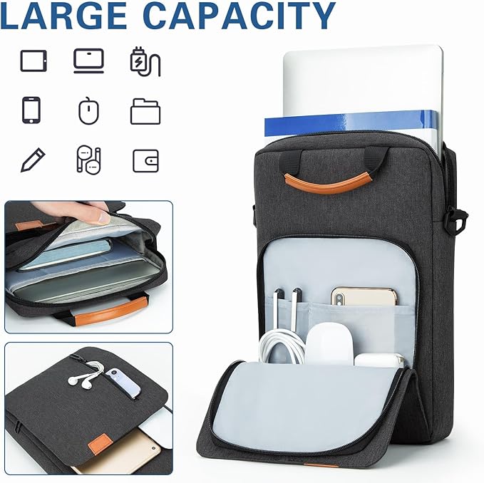 Vertical Laptop Case Computer Bag for 14 Inch MacBook Pro M1 M2 M3 M4 M5 Computer Notebook, Waterproof Protective Lightweight Laptop Computer Cover Bag, Deep Gray