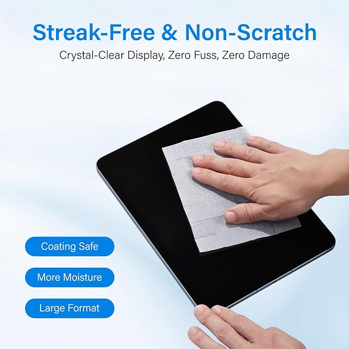 Screen Wipes, Screen Cleaner Wipes for Electronics, Pre-moistened Cleaning Wipes for Phone, Laptop, Computer, Monitor, Touch Screens, Eyeglasses,Streak-Free Formula (200 Count)