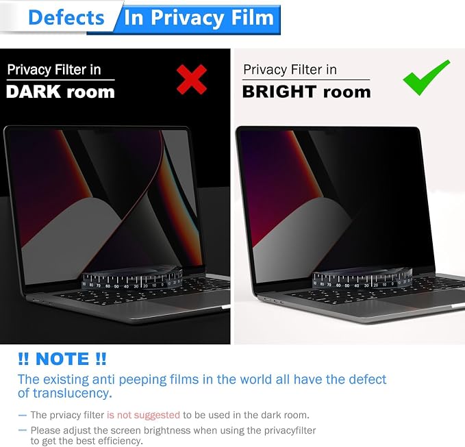 Magnetic Privacy Screen for Macbook Pro 13 Inch (2016-2022, M1,M2) and Macbook Air 13 In(2018-2021, M1), Removable Anti-Glare Privacy Filter, Laptop Privacy Screen Protector for Mac 13in