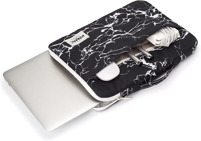 Kinmac 360° Heavy Duty Protective Laptop Computer Sleeve case Bag Cover with Handle for MacBook Air 15 inch,15 inch-15.6 inch HP Lenovo Dell ASUS Acer Laptop (Black Marble)