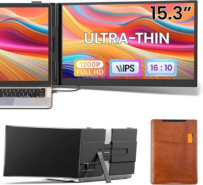 Vixtan Laptop Screen Extender, 15.3" FHD 1080P Portable Dual Monitor, Ultra-Thin 1.7lbs Plug & Play for 13"-17" Laptops