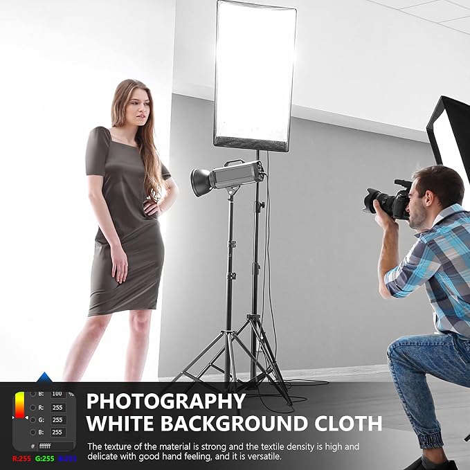 NEEWER 10 x 12FT / 3 x 3.6M PRO Photo Studio Premium Polyester Collapsible Backdrop Background for Photography, Video and Television (Backdrop ONLY) - White