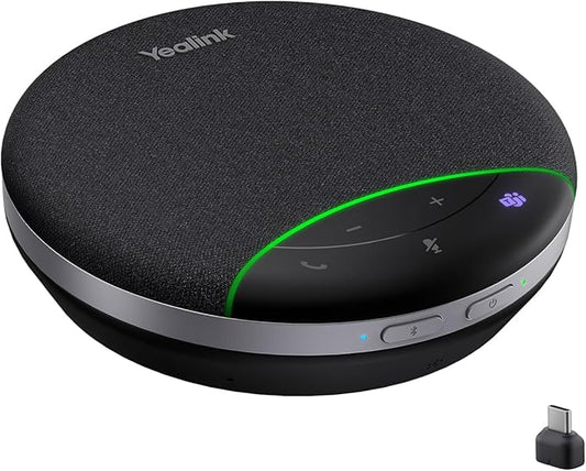 Yealink SP92 Bluetooth Speaker and Microphone with Dongle, Conference Speakerphone for Teams, 13ft 360 Omni Pickup, Full-Duplex Mic, AI Noise Reduction, 20H Call Time, USB C/A