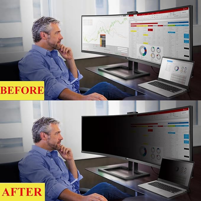 30 Inch Privacy Screen Filter for 21:9 Curved Ultrawide Gaming Monitor | Privacy Shield | Anti Glare | Anti-Blue Light | Eye Protection | Anti Spy | Computer Security Private Filter Protector