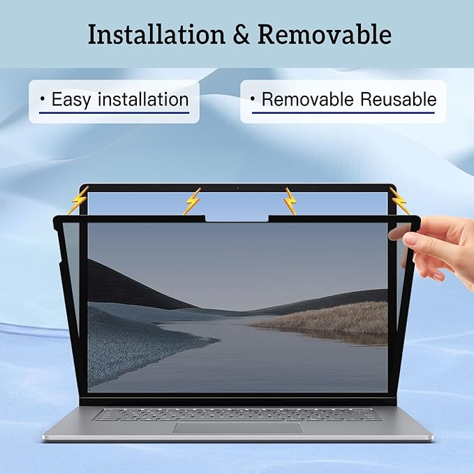 ZOEAGG Privacy Screen for Surface Laptop 15 inch, Removable Surface Laptop 7 Privacy Screen, Reusable/Easy Installation/Anti-Spy/Anti-Glare/Anti Blue Light for Microsoft Surface Computer