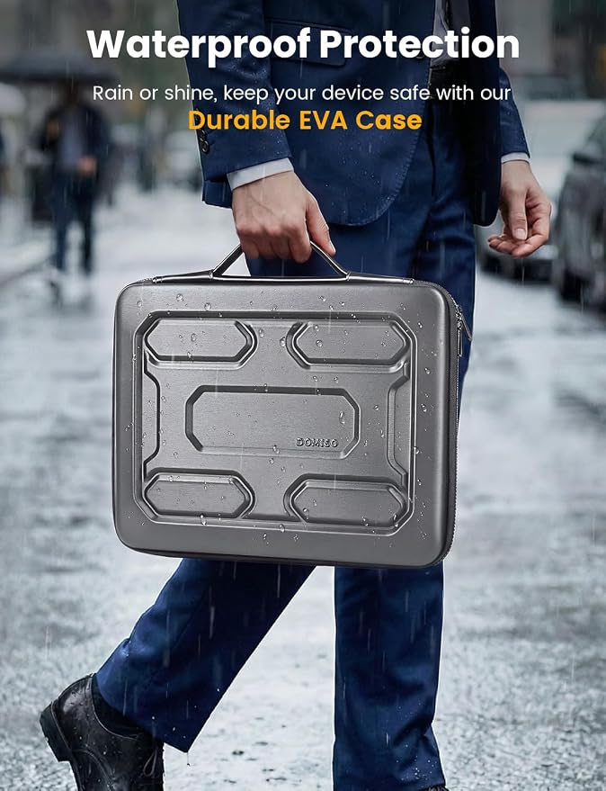 DOMISO Laptop Hard Case 17-17.3 inch Waterproof Shockproof Hard Shell Laptop Sleeve with Handle & Storage Pocket, Compatible with MacBook, HP, Dell,Dark Grey
