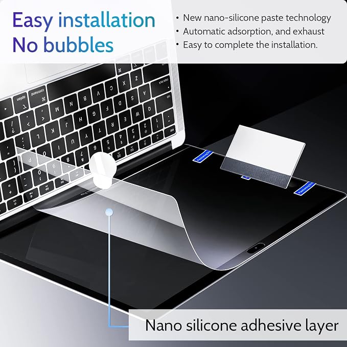 Peslv 3-Pack Anti Blue Light Screen Protector for MacBook Air 13 Inch(2018-2021,M1)&MacBook Pro 13In(2016-2022,M1,M2), 13.3" Mac Laptop Glare Filter Uv Blocker Shield Cover Eye Protection Film