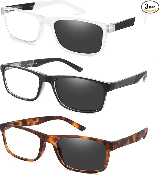 Blue Light Blocking Reading Glasses 3 Pack photochromic Readers for Women Men,Anti Glare UV Ray Filter Eyeglasses… (3pack-mix, 2.00)