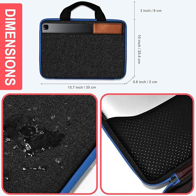 Hseok Laptop Case 13.3-14 inch Sleeve, TSA Computer Handbag Water-Resistant and Shockproof Bag Compatible with MacBook Pro/Neo 14", Mac Air/Pro 13.3" and 13"-14" Notebooks Chromebooks,Black-Blue