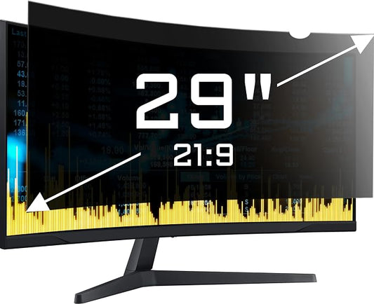 ZYY 29 Inch(diagonal) Computer Privacy Screen Filter (26 9/16 × 11 1/4) With Anti Glare, Anti UV Protection, Curved Monitor Privacy Screen Protector Film 21:9 Aspect Ratio For Desktop Computer Monitor