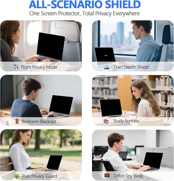 Magnetic Privacy Screen Protector for MacBook Air 13.6 & 13 Inch (2022-2026, M2/M3/M4/M5), Removable Anti Spy Glare Blue Light Shield for 13.6" Mac Laptop Privacy Filter