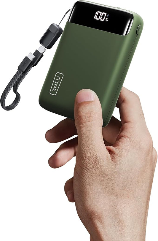 INIU Smallest 20000mAh Power Bank, 22.5W PD Fast Charging Portable Charger with USB-C Cable, Flight-Safe Battery Pack for Travel & Outdoor Camping & Emergency, Mini Size for iPhone Samsung iPad, Green