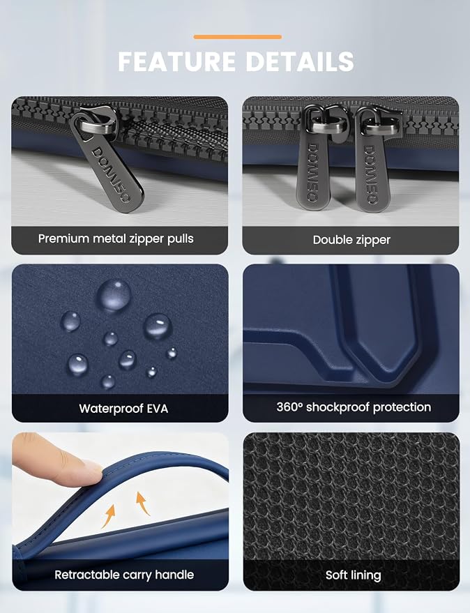 DOMISO 14 inch Laptop Sleeve with Handle Shockproof Computer Bag Waterproof EVA Protective Carrying Case for 14" ThinkPad E480/Yoga 920/13.5" Microsoft Surface Book/HP Pavilion 14 Stream 14,Dark Blue