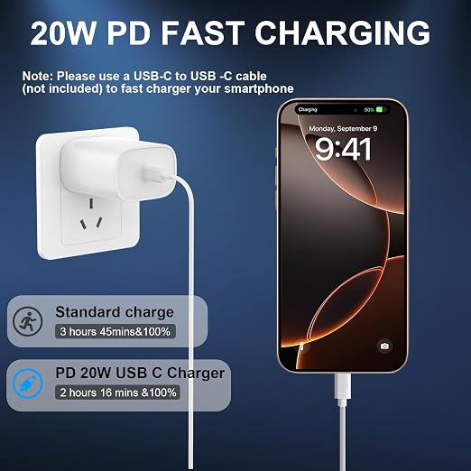 iPhone 16 15 Pro Max Charger Fast Charging,20W USB C iPhone 16 15 Charger Block with 10ft Long Type C Charging Cable Cord for iPhone 16/16 Pro/16 Pro Max/16 Plus 15/15 Pro Max/Pro, Galaxy S24 (3 Pack)
