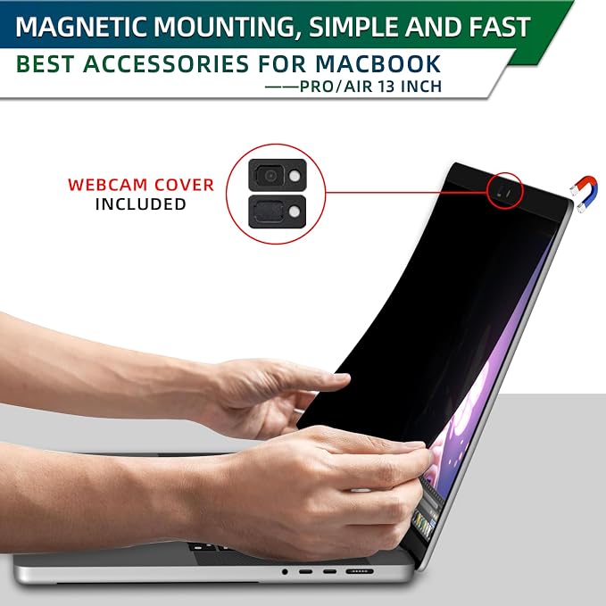 STARY Magnetic Privacy Screen for MacBook Air 13.6 & 13 Inch 2022-2026 (M2, M3,M4,M5), Removable Laptop Privacy Filter Shield and Matte Anti-Glare Blue Light Protector