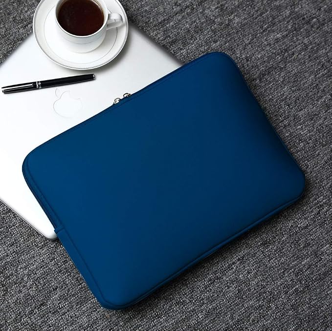 RAINYEAR Laptop Sleeve Case Compatible with 13.3 Inch Notebook Computer Tablet Chromebook 14" MacBook Pro/Max M1 M2 M3 M4 M5 Soft Carrying Bag Protective Cover with Accessories Pouch (Navy Blue)