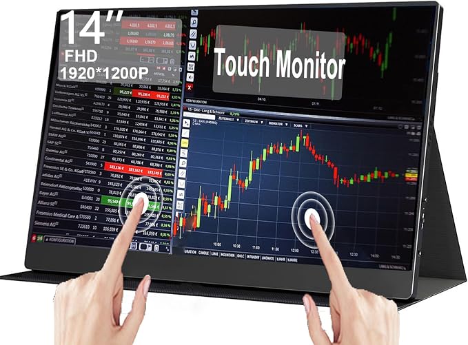 14" Portable Touchscreen Travel Monitor 1920 * 1200P IPS/HDR Laptop Screen Extender for Gaming and Computer Display, Compatible with Laptop PC Phone PS4/PS5 Switch