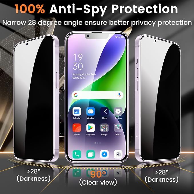 Lesakit 3+3 Pack Privacy Screen Protector for iPhone 14 Plus 6.7-Inch with 3 Pack Camera Lens Protector, Anti Spy Tempered Glass Film 9H Hardness Bubble Free Case Friendly