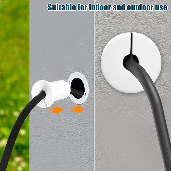 4pcs 3/4 Inch Cable Grommets for Starlink, Anti-Slip Cable Routing Kit Split Wall Hole Pass Through Bushing Grommet for Ethernet/TV Wires Waterproof Cord Protection Accessories Part(19mm Dia, White)