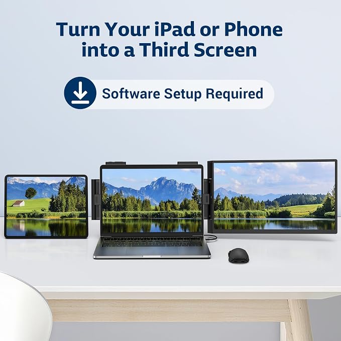 HONGO Portable Studio Display 15.6" FHD IPS 1080P Monitor — Laptop Screen Extender & Phone/Pad Mount for 14–16" Laptops, Turn Phone into Webcam + Keyboard Control (Third‑Party App Required)