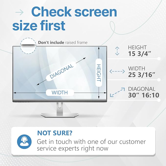 VINTEZ 30 Inch 16:10 Privacy Screen for Computer Monitor and Laptop - Anti Glare Protector Film Blue Light Filter Eye Protection - Computer Screen Privacy Shield, [1 Pack]