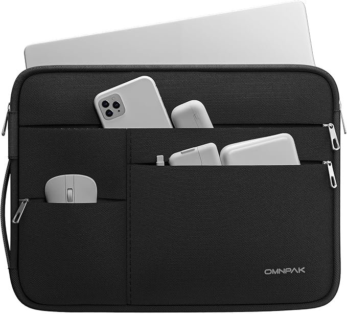 Omnpak 13-inch Laptop Sleeve Case for MacBook Neo A18 Pro/MacBook Air M5, Water-Resistant Protective Case with Side Handle and Pockets Carrying Case for 13-14" MacBook Air/Pro M5/M4/M3/M2/M1