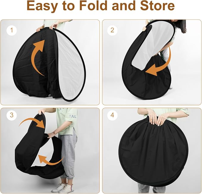 3x5ft/1x1.5m White Black Photo Backdrop, Double-Sided Pop Up Photography Background with Carry Bag Reversible Collapsible Backdrops for Photoshoot TikTok YouTube Video Live Streaming