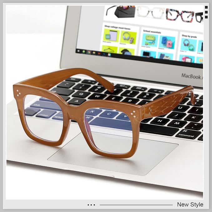 Ovresized Blue Light Blocking Glasses for Women Men Square Computer TV Eyeglasses