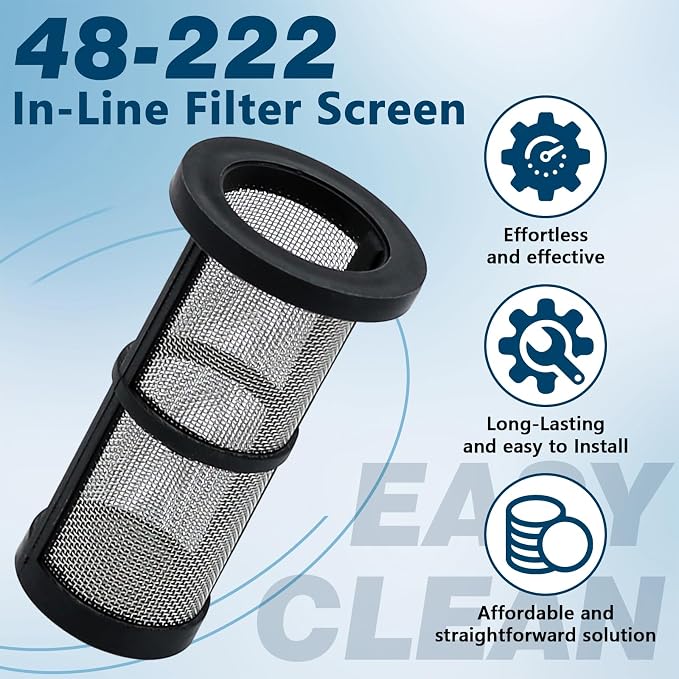Funmit in-Line Filter Screen 48-222 Replacement for Zodiac Polaris 180, 280, 380, 3900 Model Pool Cleaner in-Line Filter Screen 48-222 (2 Pack)