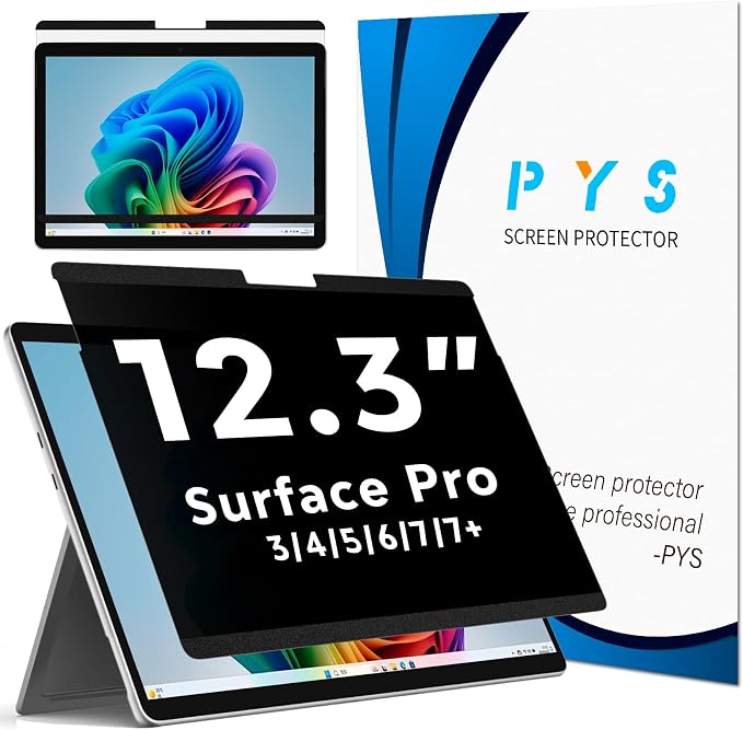 PYS Magnetic Privacy Screen for Microsoft Surface Pro 7 Plus, Pro 7, Pro 6, Pro 5, Pro 4, Pro 3 - Detachable 12.3 Inch Privacy Screen Protector, Matte Finish Anti-Glare