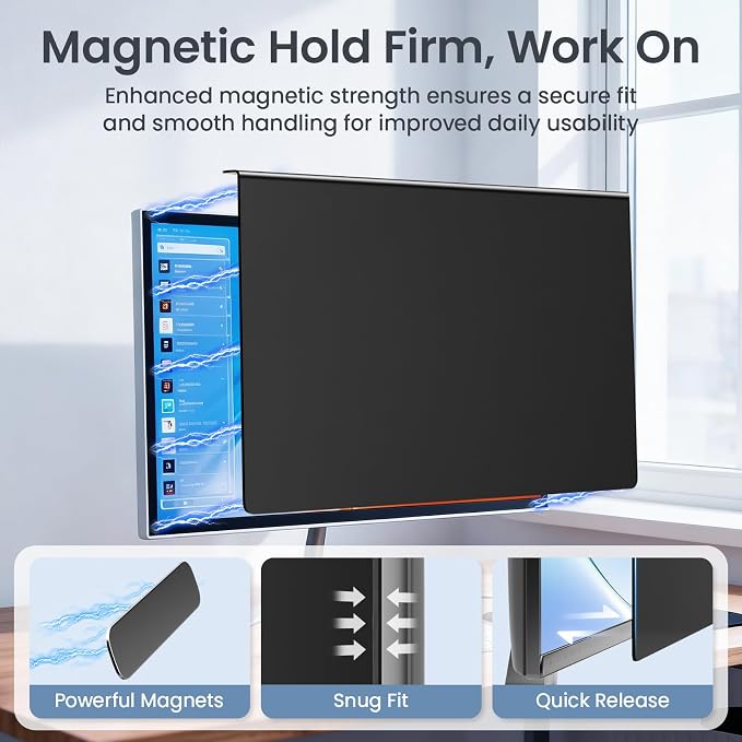 Magnetic Privacy Screen Filter for 27 Inch Monitor 16:9 Aspect Ratio,Removable Anti Blue Light shield with Eye Protection,Hanging Anti-Spy Protector for Flat Desktop Computer