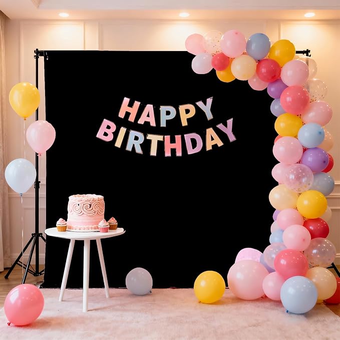 Black Screen Backdrops 5x7ft Solid Color Photo Backdrops for Photoshoot, Photography Background for Meeting Wall, Party, Videos