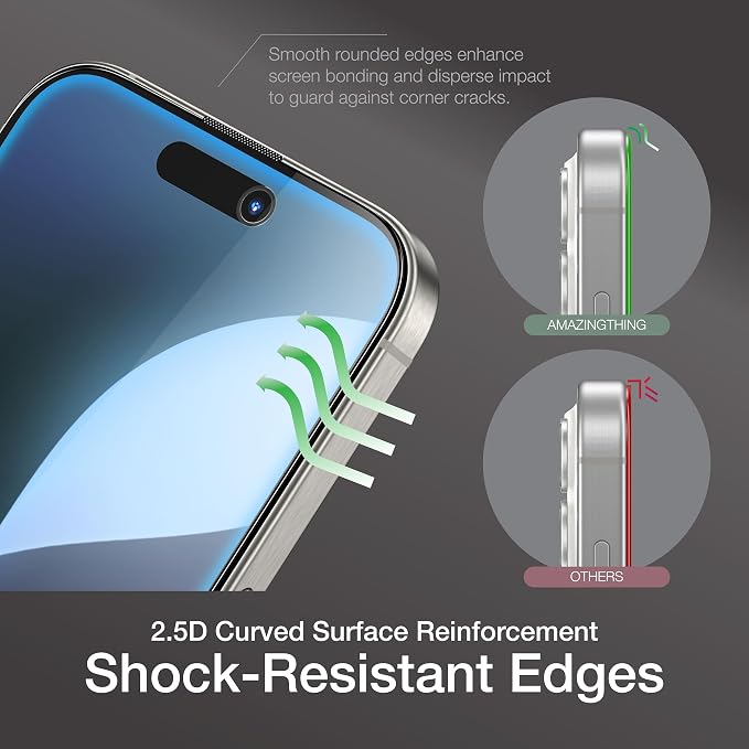 AMAZINGthing for iPhone 16 [Titan - Full Glass] Screen Protector, Ultra Clear, 9H Tempered Glass, Built-in Dust Filter Full Coverage, Case‑Friendly, Oleophobic, Easy Installation, 2 Pack