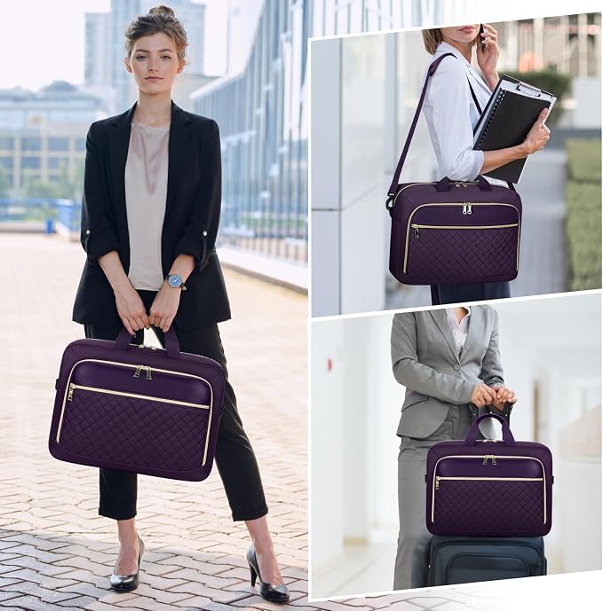 NEWHEY Laptop Bag 17.3 Inch Laptop Briefcase for Women Men Waterproof Shoulder Messenger Bag Large Computer Bag for Business Office Work College, Purple