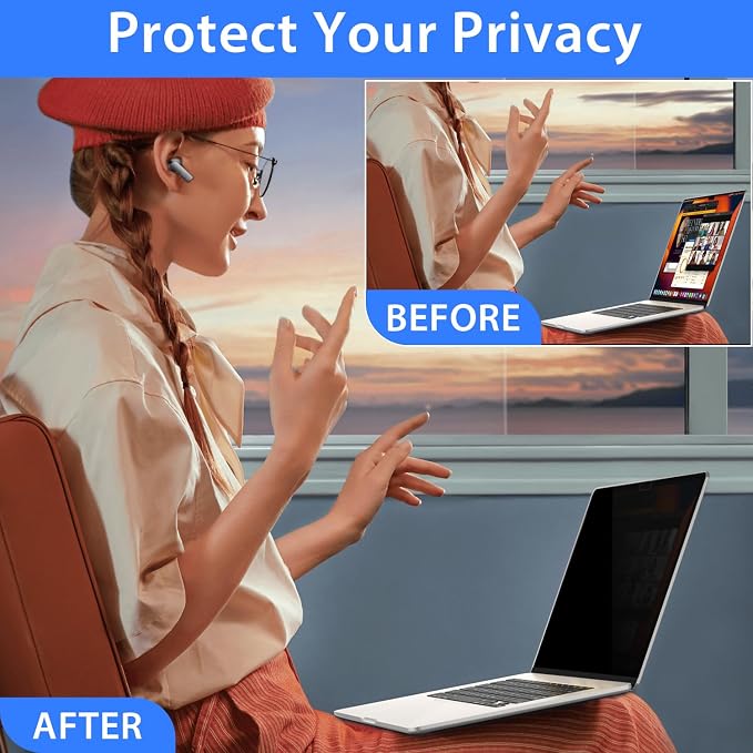ZOEGAA MacBook Air 13.6 inch Privacy Screen, Removable Privacy Screen MacBook Air 13.6 & 13 inch 2022-2026 (M2, M3, M4, M5), Reusable Laptop Screen Protector Anti-Glare Blue Ray Reduction