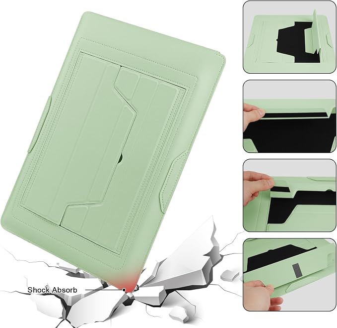 HoYiXi 13.3'' /13.6'' Laptop Sleeve Case PU Leather with Stand Compatible with MacBook Pro 14/MacBook Air 13(M1 M2)/ASUS Vivobook 14/Dell XPS 13/ASUS Matebook,13-14'' Laptop Bag,Green