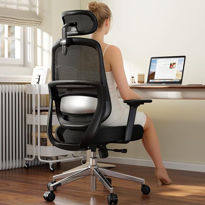 Ergonomic Office Chair, Home Office Desk Chairs, 3D Lumbar Support High Back Desk Chair, Comfortable Computer & Gaming Chair for Office & Home - Black