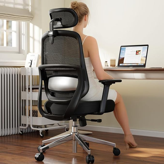 Ergonomic Office Chair, Home Office Desk Chairs, 3D Lumbar Support High Back Desk Chair, Comfortable Computer & Gaming Chair for Office & Home - Black