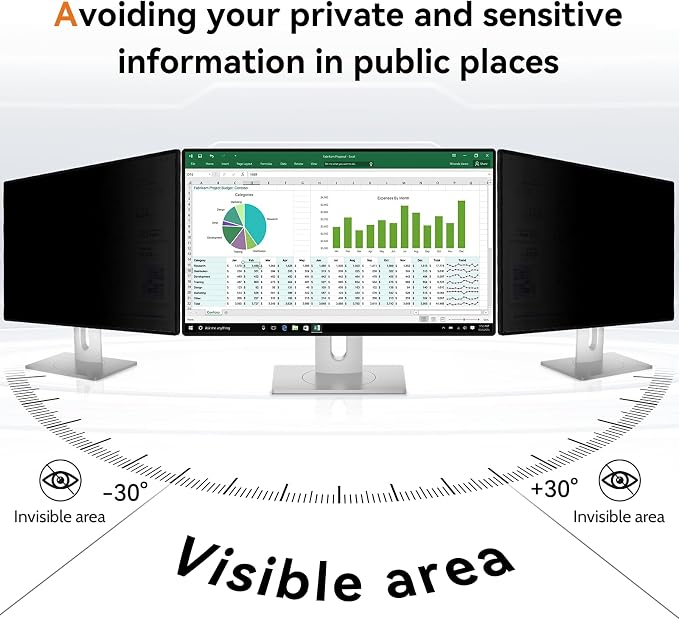 Mamol 20 Inch Computer Privacy Screen Filter for 16:9 Widescreen Monitor, Anti Glare & Blue Light Filter, Removable Computer Monitor Privacy Shield, Anti-Scratch Screen Protector Film 20 in