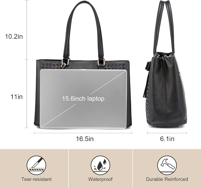 LOVEVOOK Laptop Tote Bag for Women 15.6 Inch Waterproof PU Leather Computer Bags for Business Office Work Briefcase