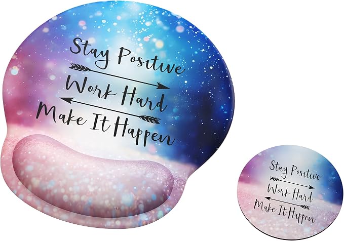 Ergonomic Mouse Pad with Wrist Rest,Mousepad with Wrist Support - Cute Gel Portable Mouse Pads for Desk Laptop,Computer,Office & Home Decor-(Glittery Blue Pink)