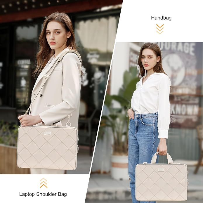 MOSISO 360 Protective Laptop Shoulder Bag, Double Layer Fluffy Padded Laptop Bag with Anti-theft Zipper