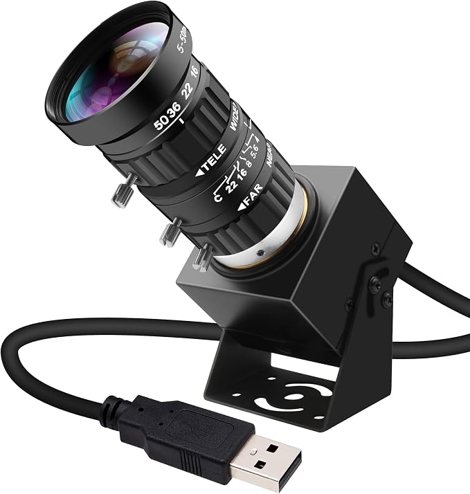 4K USB Webcam 1080P@120fps High Speed Camera With CS-Mount 5-50mm 10X Telephoto Zoom Manual Lens 12MP Close-Up Capability OpenCV Compatible Plug-and-Play for Live Streaming,Industrial Projects