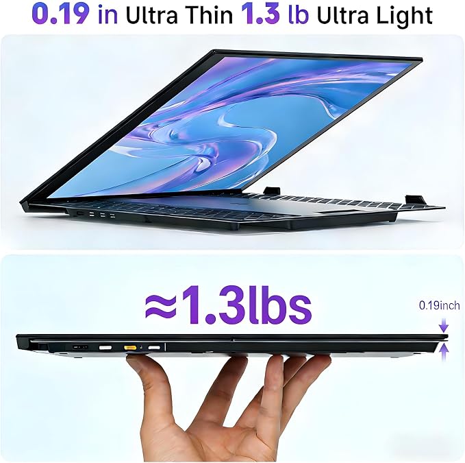 14" Laptop Screen Extender, 0.19" Ultra-Thin Laptop Monitor, Stable Damping Stand with 90° Rotation, 180° Rotation Dual Screen, Extra Compatible with Windows/Mac/Android/Switch/PS Fits 13"-17" Laptops