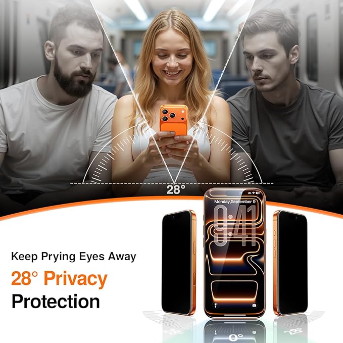 SMARTDEVIL 2 Pack Privacy Screen Protector for iPhone 17 Pro Max, Anti-Spy Tempered Glass, 9H Hardness Military Grade Shatterproof, Easy to Install, Auto Bubble-Free and Dust-Free Box, Case Friendly