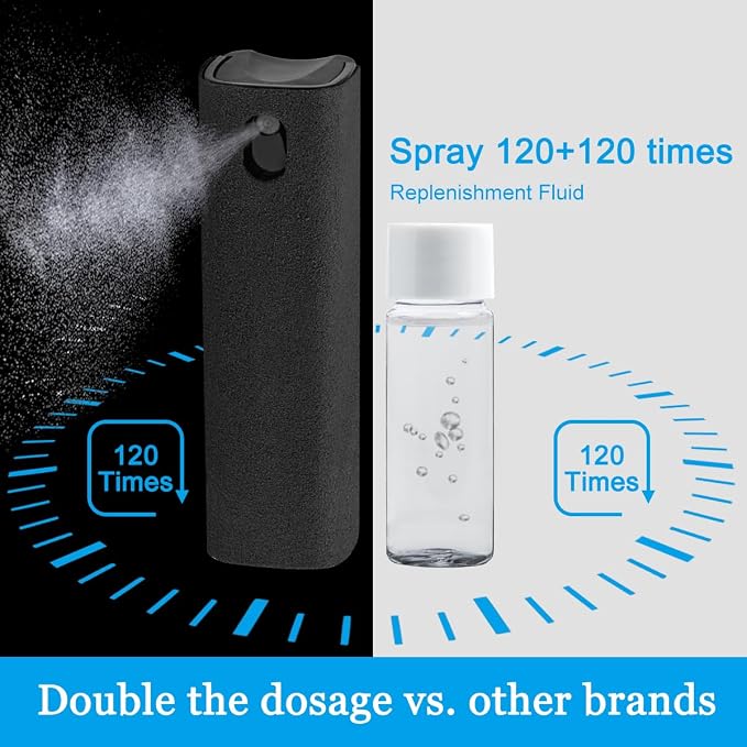 walrfid Screen Cleaner Touchscreen Mist Spray, walrfid Cleaning Kit for Electronic Smart Phone TV, Laptop, Tablet, PC, Computer LCD Flat Screens, Compatible with iPhone iPad MacBook Pro - Black