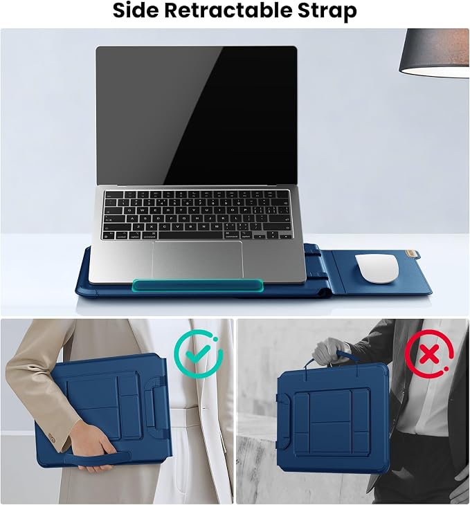 Nillkin 16 inch Laptop Sleeve with Handle (4-in-1), 2 Stand Modes, MacBook Sleeve with Adjustable Stand & Mouse Pad, Slim Laptop Case 16 inch for Samsung/Surface/HP/Chromebook/Dell 13-16'', Blue
