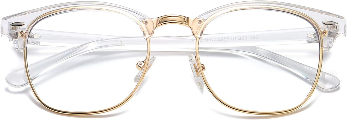 SOJOS Retro Semi Rimless Polarized Sunglasses Horn Rimmed UV400 Glasses SJ5018, Yellow Tortoise Frame/Green Lens